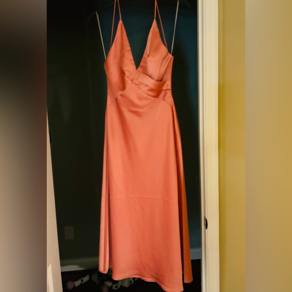 Beautiful Cocktail Midi Dress. Vibrant Peach color.